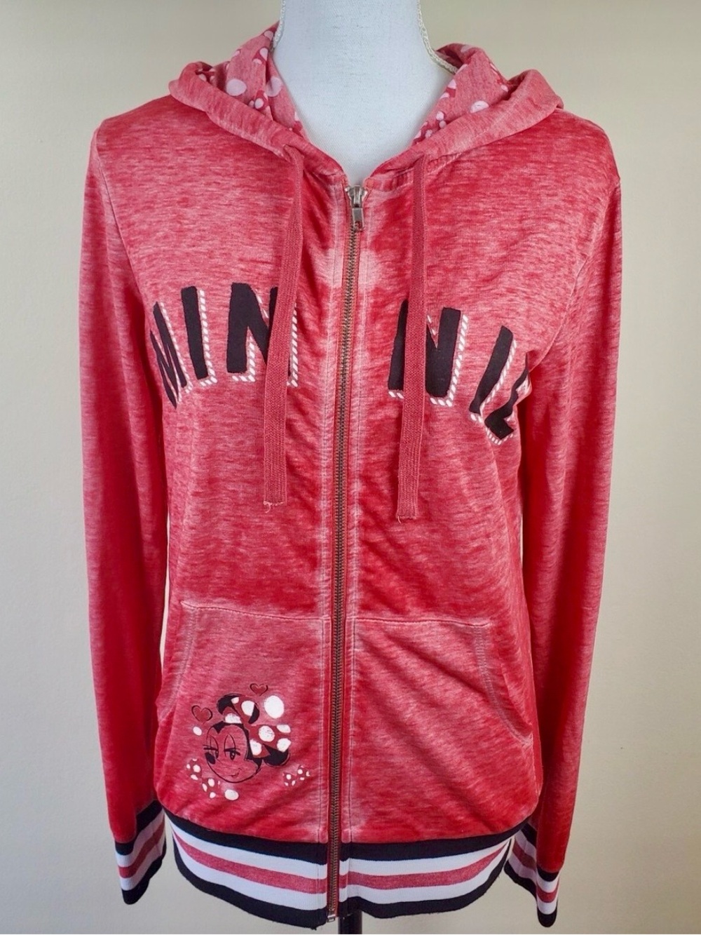 Disney Red Minnie Zip-Up Bomber Hoodie
